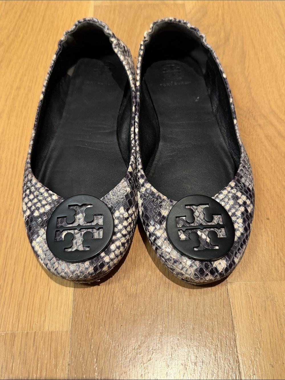 Tory Burch Mini Travel Ballet Flats in Python Print